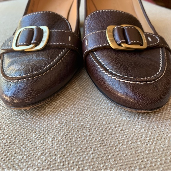 Salvatore Ferragamo Brown Leather Buckle Heels